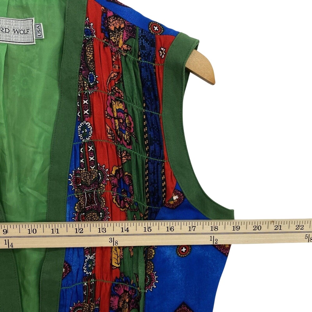 Vintage Vest Womens 8 Wearable Art Boho Artsy Patchwork Color block Made USA - Picture 8 of 9
